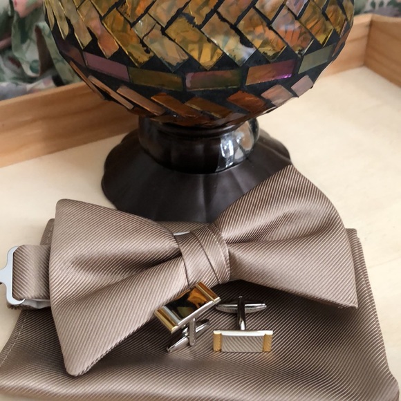 Bundle 2 For $60 BowTie, Hankie And Gold & Silver CuffLink Set